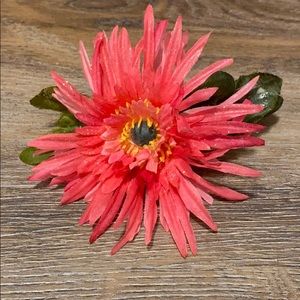 Pink flower hair clip